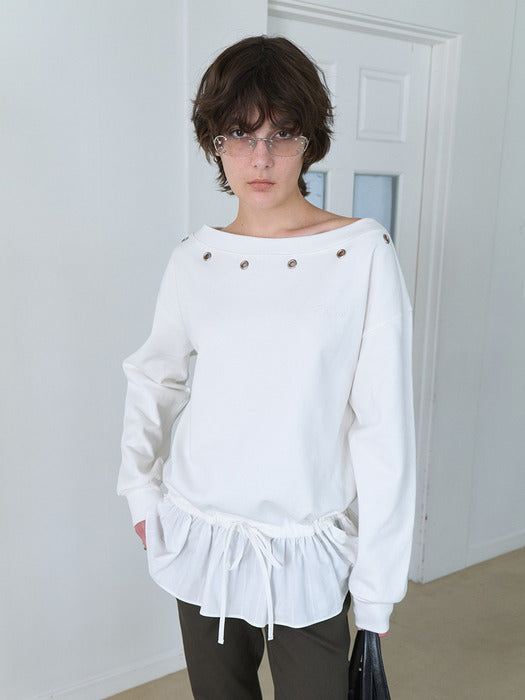 Raive Off-shoulder Eyelet-Detail Top