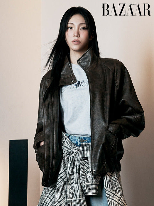 Raive (Size added) High-neck Leather Blouson Jacket
