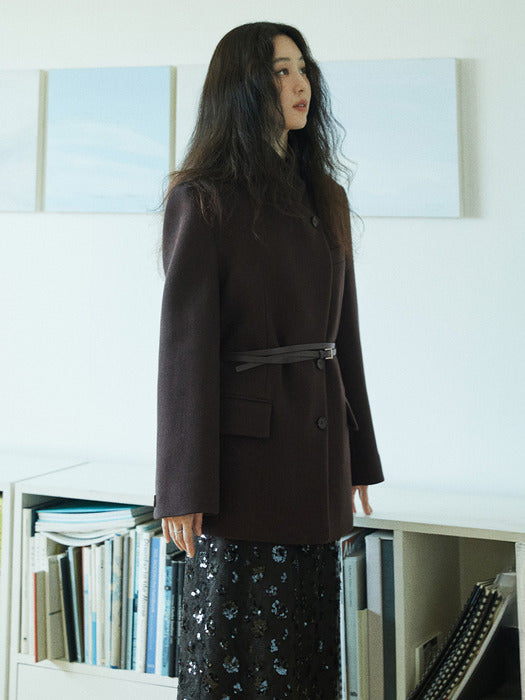 Loeuvre High-neck Belted Wool Jacket