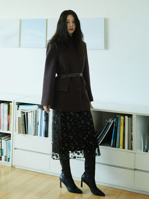 Loeuvre High-neck Belted Wool Jacket