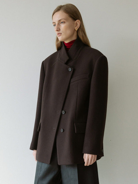 [loeuvre] High-neck Belted Wool Jacket SW5WJ413_2color