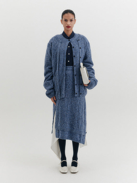 Eenk Unbalance Knitwear Skirt - Blue
