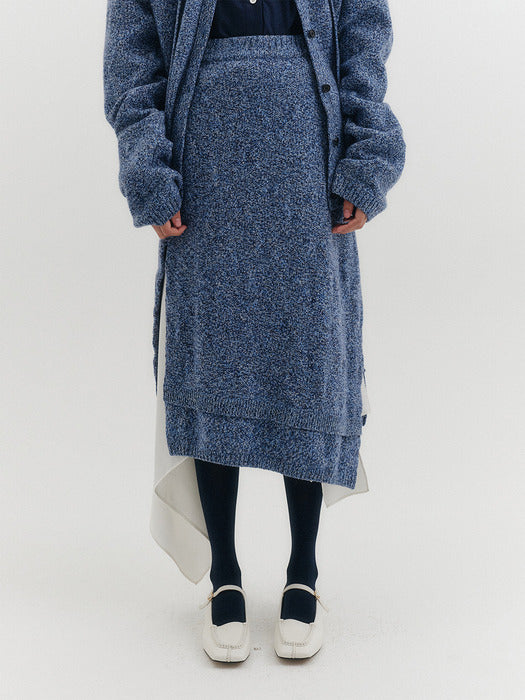 Eenk Unbalance Knitwear Skirt - Blue