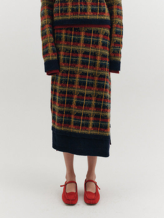 Eenk Check Knitwear Skirt - Multi