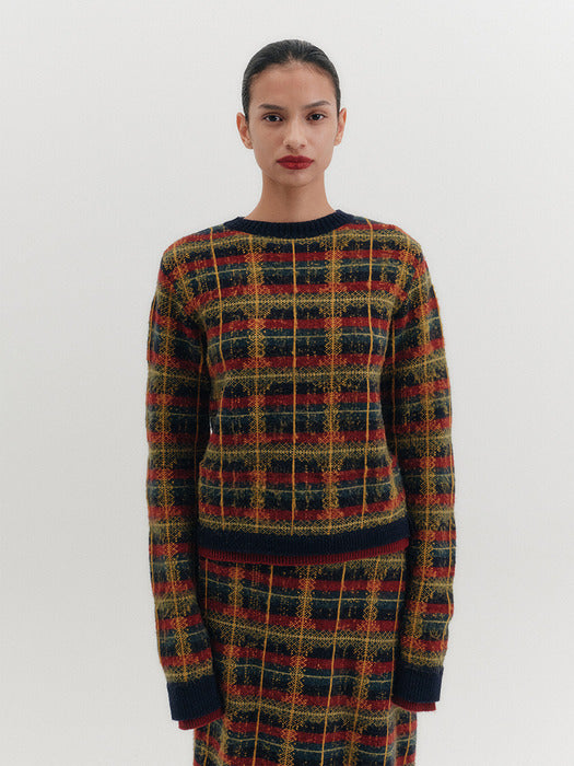 [EENK] Check Knitwear Top - Multi