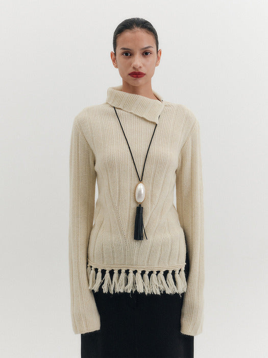 Eenk Funnel Neck Knitwear Top - Ivory
