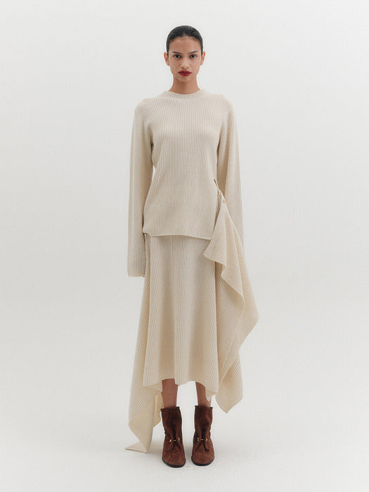 [EENK] Layered Knitwear Skirt - Ivory
