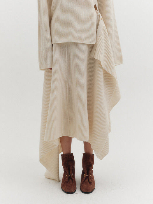 [EENK] Layered Knitwear Skirt - Ivory