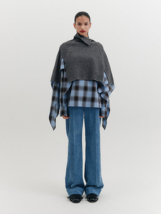 Eenk High-neck Knitwear Cape - Gray