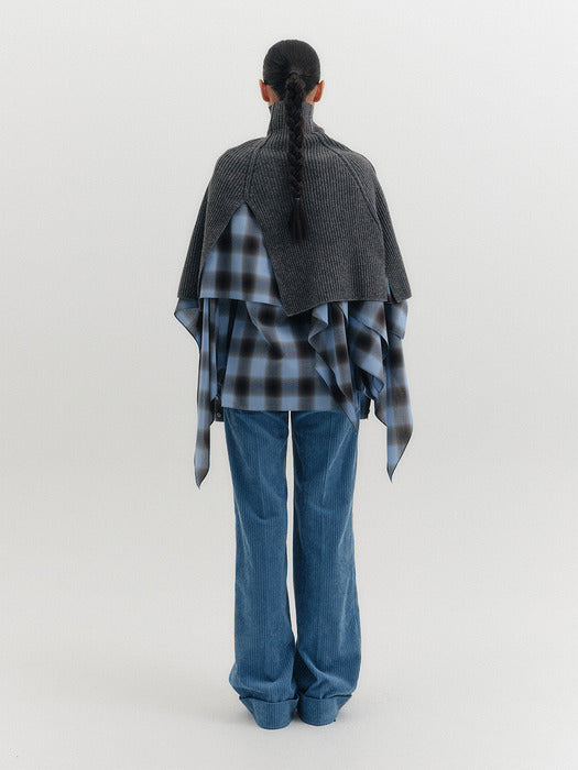Eenk High-neck Knitwear Cape - Gray