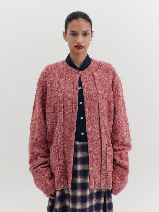 Eenk Layered Knitwear Cardigan - Pink