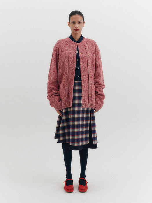 Eenk Layered Knitwear Cardigan - Pink