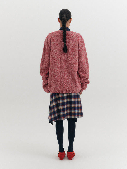 Eenk Layered Knitwear Cardigan - Pink