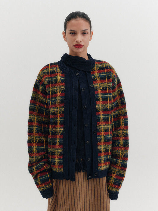 Eenk Check Knitwear Cardigan - Multi