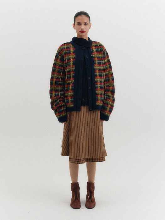 Eenk Check Knitwear Cardigan - Multi