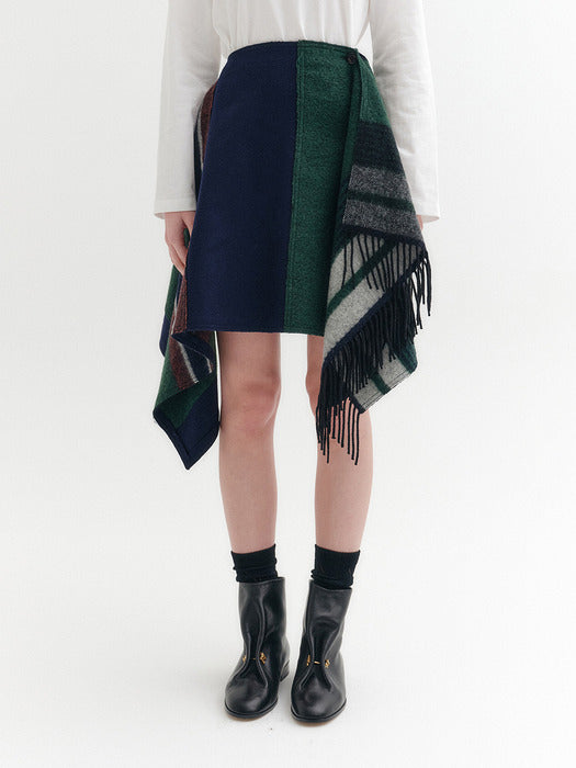 Eenk Unbalance Midi Skirt - Green