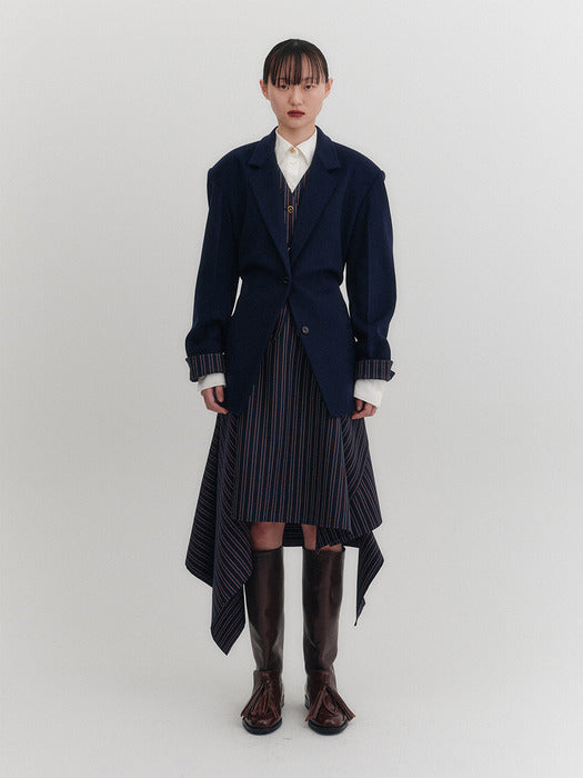 Eenk Unbalance Midi Skirt - Multi Stripe
