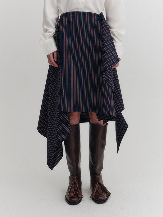 Eenk Unbalance Midi Skirt - Multi Stripe