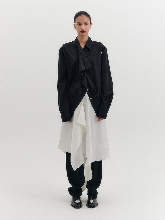 [EENK] Unbalance Midi Skirt - White