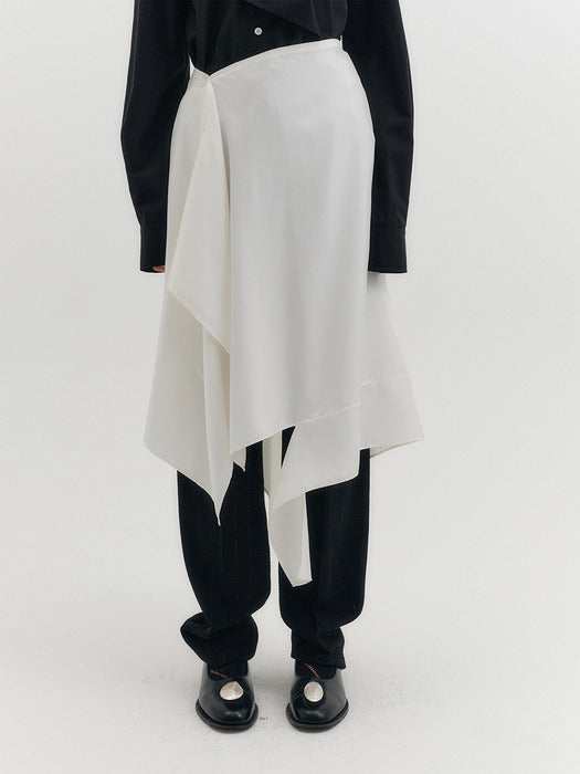 [EENK] Unbalance Midi Skirt - White