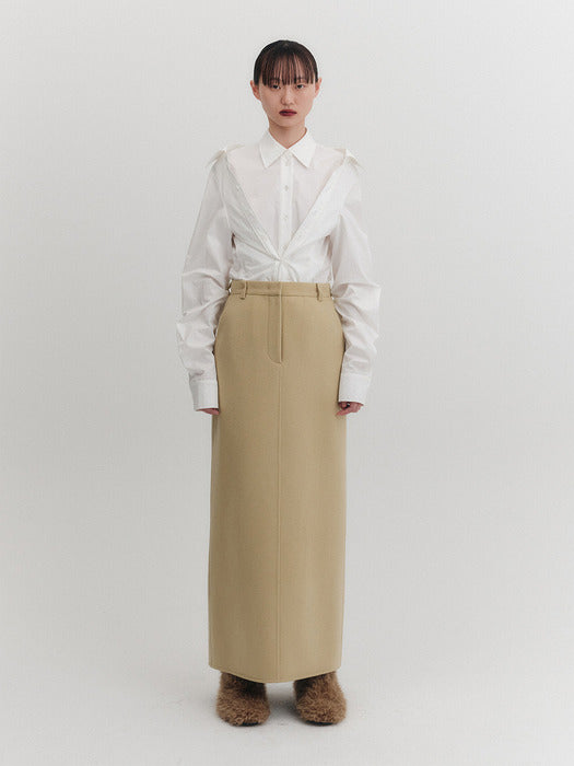 Eenk Straight Classic Long Skirt - Light Beige