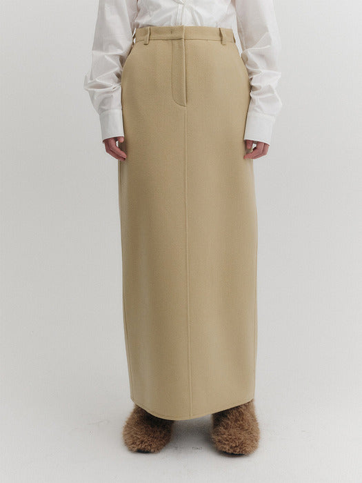 Eenk Straight Classic Long Skirt - Light Beige