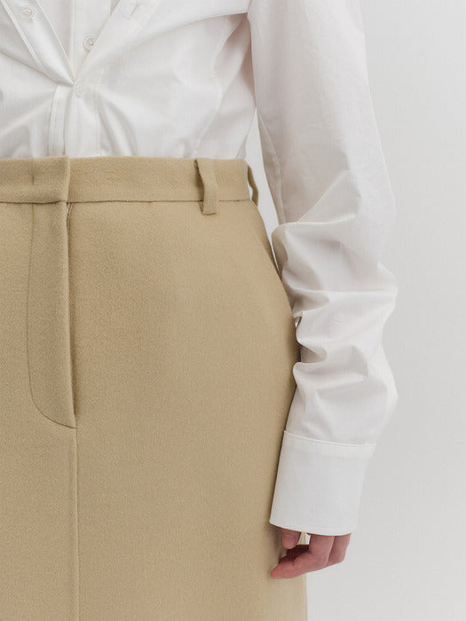 Eenk Straight Classic Long Skirt - Light Beige
