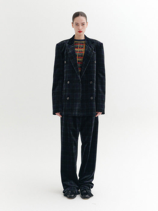Eenk Check Straight Pants - Navy