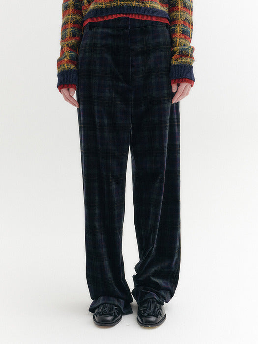 Eenk Check Straight Pants - Navy