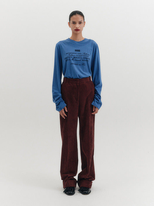 Eenk Corduroy Turn-Up Pants - Burgundy