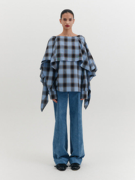Eenk Corduroy Turn-up Pants - Blue