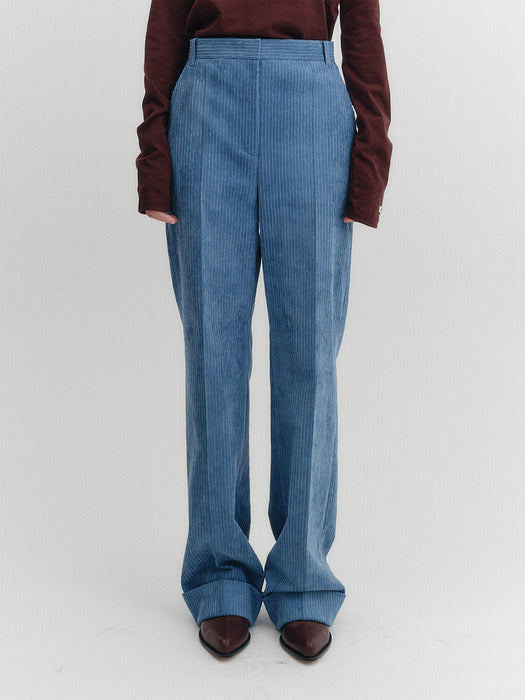 Eenk Corduroy Turn-up Pants - Blue