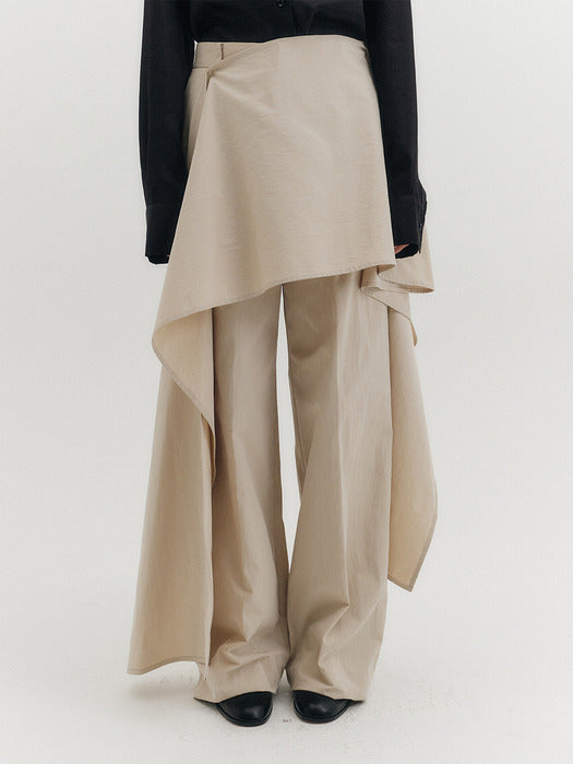 Eenk Layered Wrap Pants - Beige
