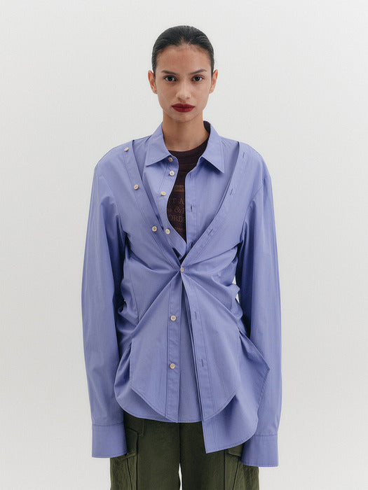 Eenk Double Button Transformable Shirt - Lavender