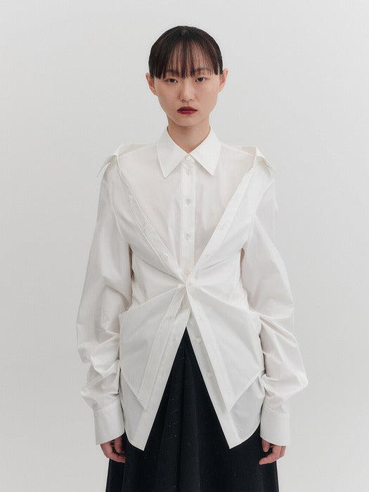 Eenk Double Collar Transformable Shirt - White