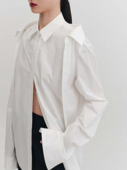 Eenk Double Collar Transformable Shirt - White