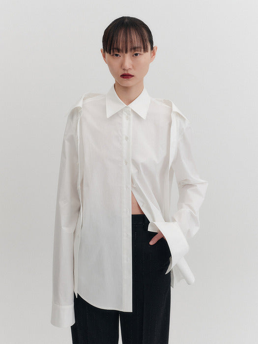 Eenk Double Collar Transformable Shirt - White