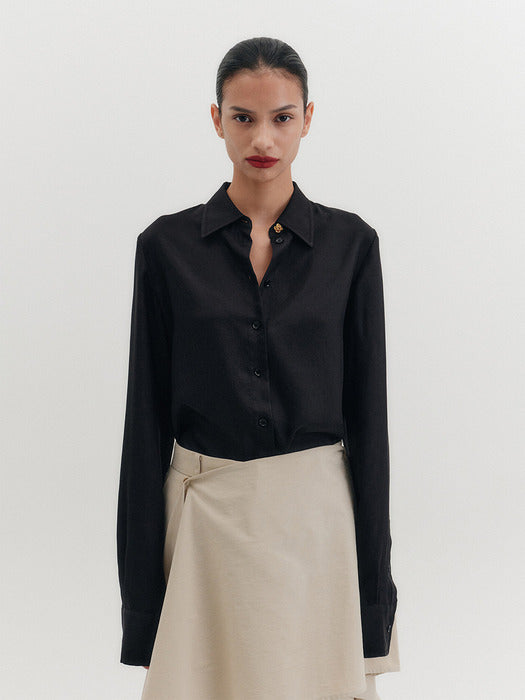 Eenk Brooch Classic Shirt - Black