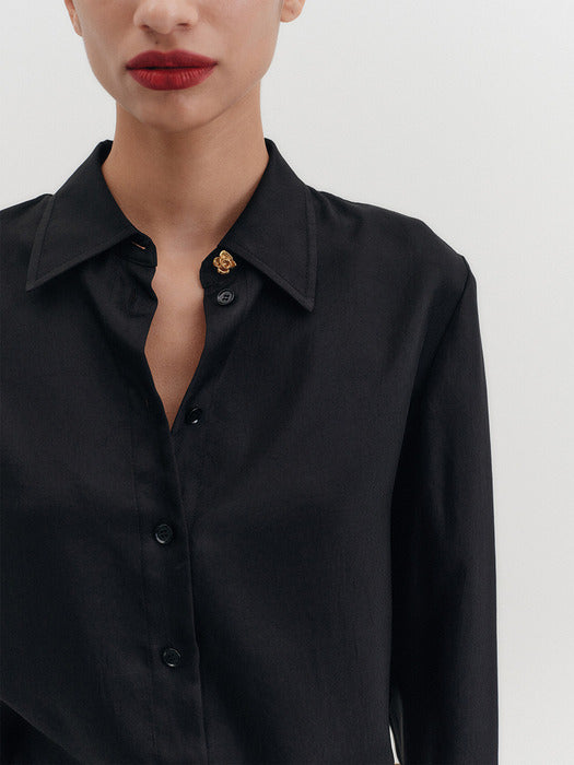Eenk Brooch Classic Shirt - Black