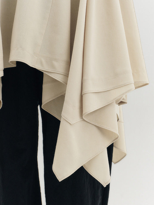 [EENK] High-Neck Flow Blouse - Ivory