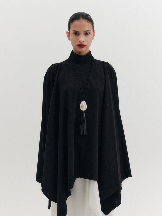 Eenk High-Neck Flow Blouse - Black