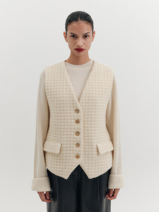 Eenk Belted Tailored Vest - Ivory