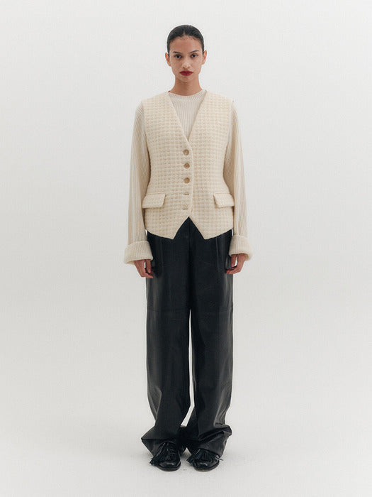 Eenk Belted Tailored Vest - Ivory