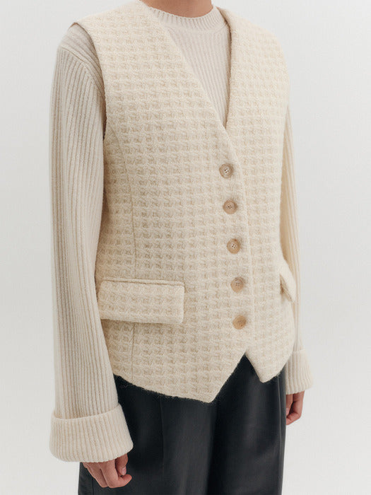 Eenk Belted Tailored Vest - Ivory