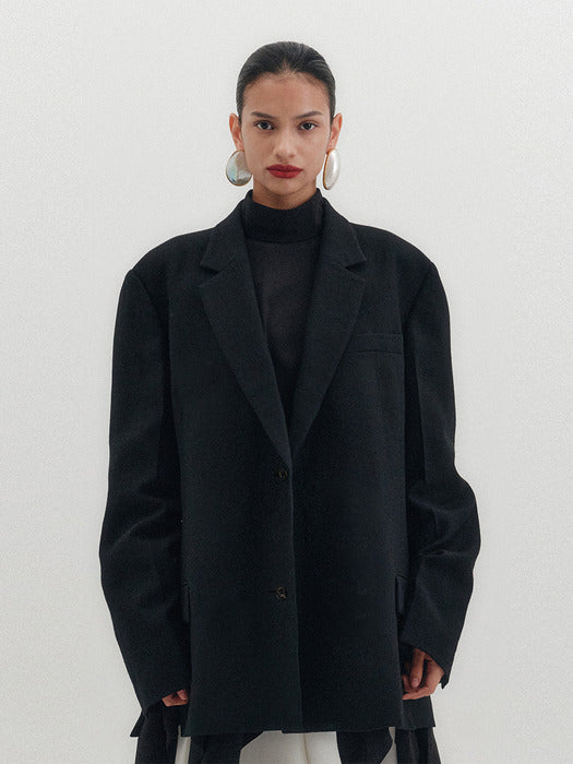 [EENK] Transformable Single Blazer - Black
