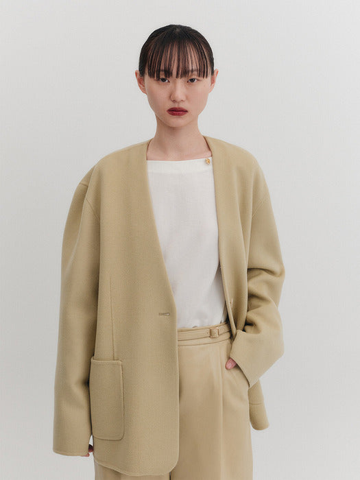 Eenk Handmade Muffler Jacket - Light Beige
