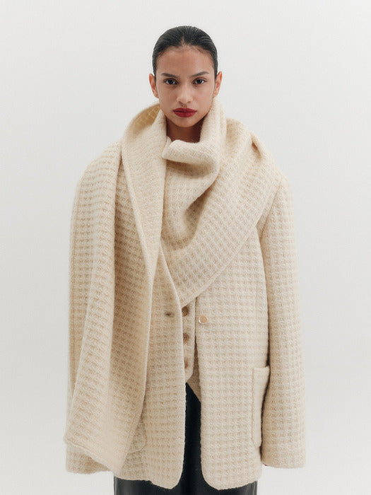 Eenk Structure Muffler Jacket - Ivory