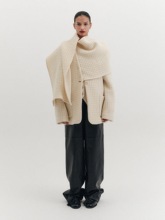 Eenk Structure Muffler Jacket - Ivory