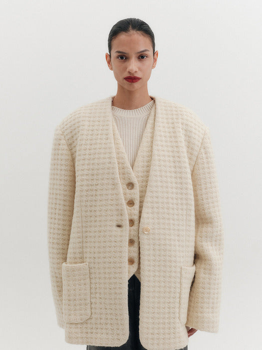 Eenk Structure Muffler Jacket - Ivory