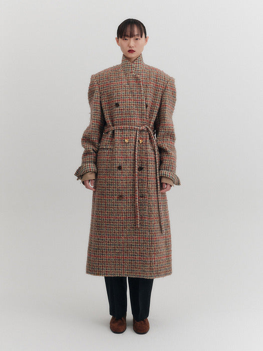 [EENK] Tailored Belted Long Coat - Multi